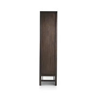 Blake Dark Brown and Rattan 2-Door Storage Cabinet