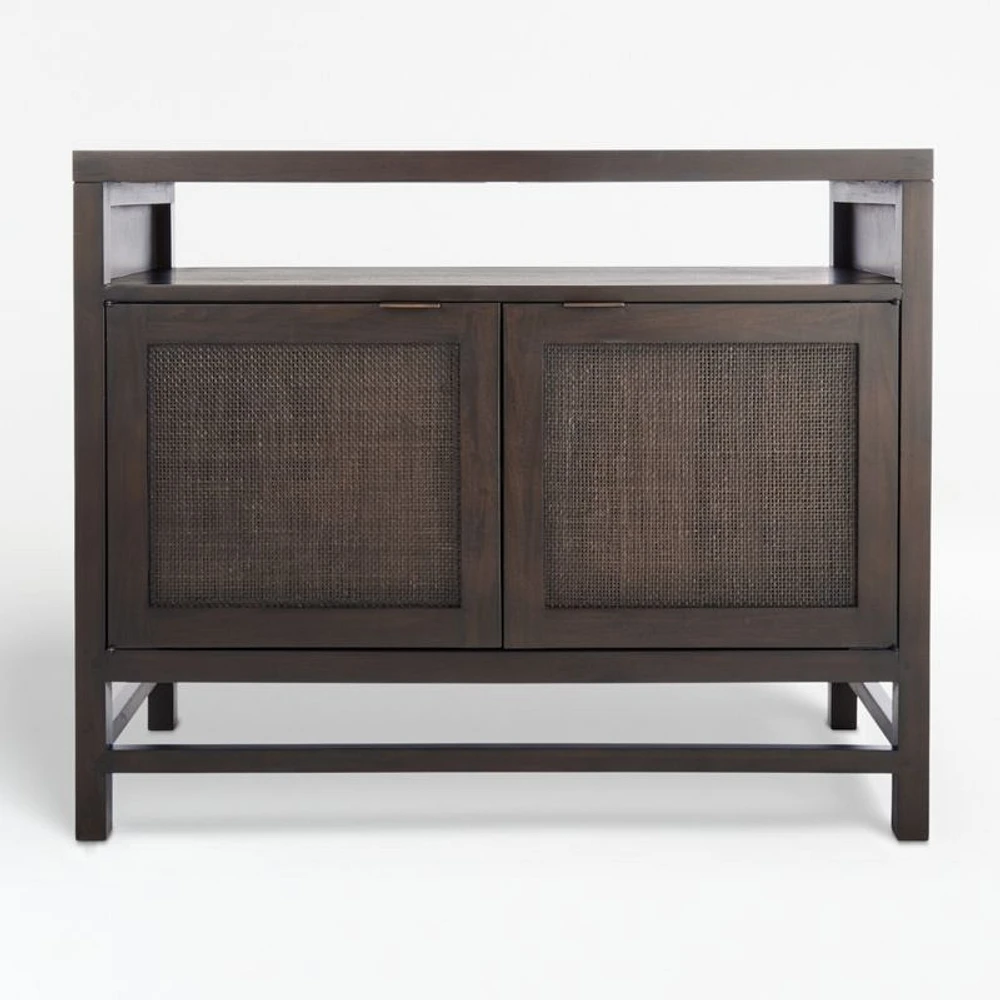 Blake 42" Dark Brown and Rattan Storage Media Console