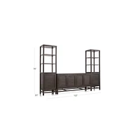 Blake 68" Dark Brown and Rattan Storage Media Console with 2 Tall Cabinets