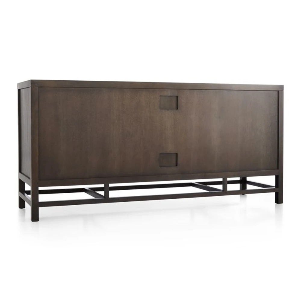 Blake 68" Dark Brown and Rattan Storage Media Console