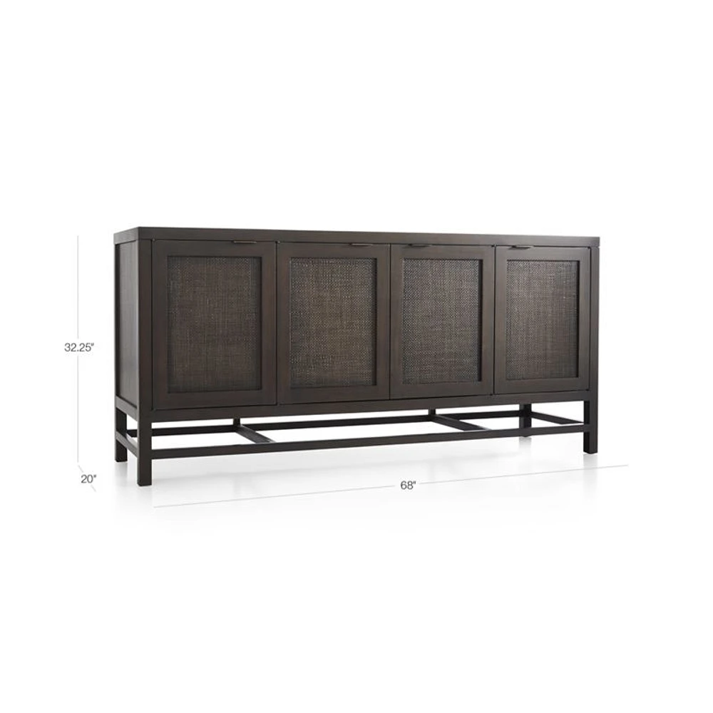 Blake 68" Dark Brown and Rattan Storage Media Console
