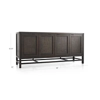 Blake 68" Dark Brown and Rattan Storage Media Console