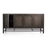 Blake 68" Dark Brown and Rattan Storage Media Console