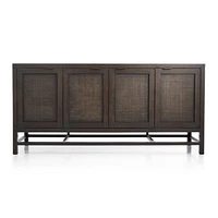 Blake 68" Dark Brown and Rattan Storage Media Console