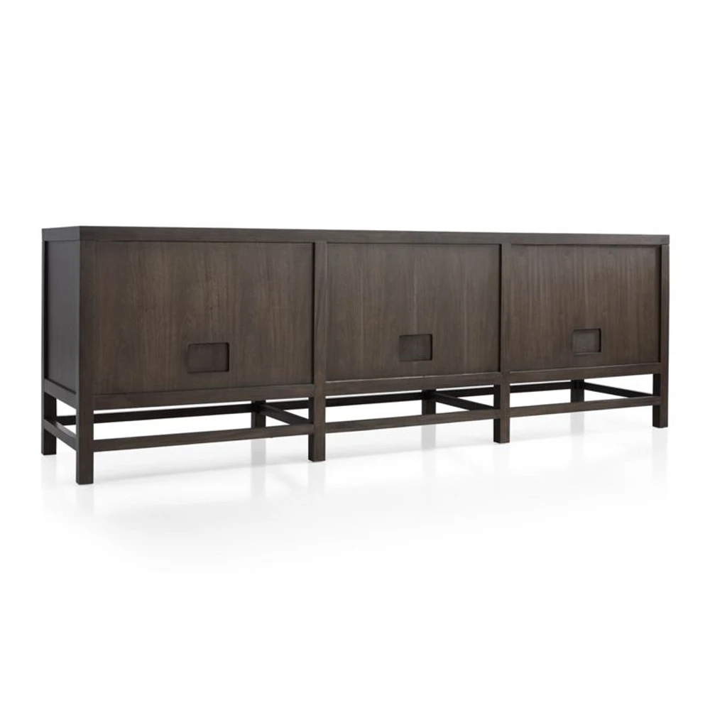 Blake 85" Dark Brown and Rattan Storage Media Console