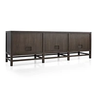 Blake 85" Dark Brown and Rattan Storage Media Console