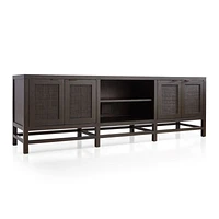 Blake 85" Dark Brown and Rattan Storage Media Console