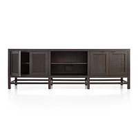 Blake 85" Dark Brown and Rattan Storage Media Console