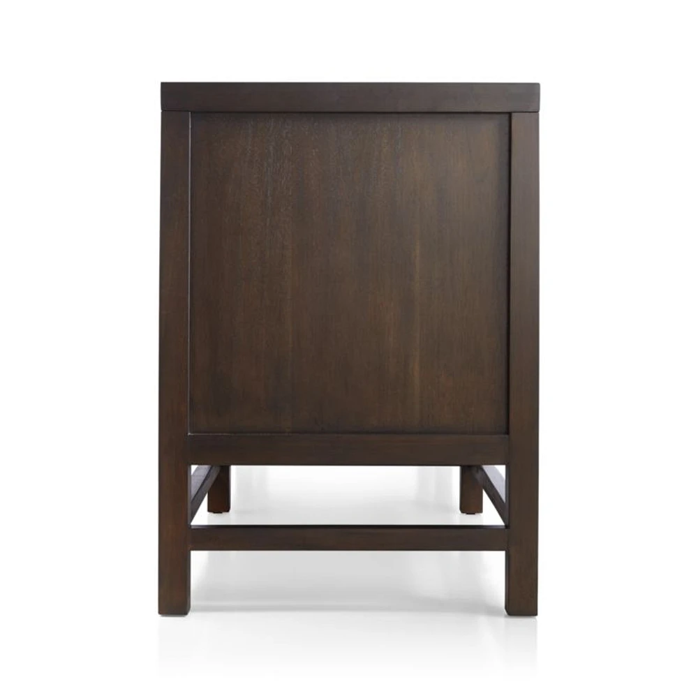 Blake 85" Dark Brown and Rattan Storage Media Console