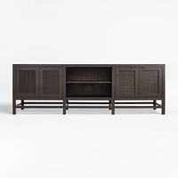 Blake 85" Dark Brown and Rattan Storage Media Console