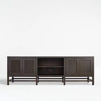 Blake 85" Dark Brown and Rattan Storage Media Console