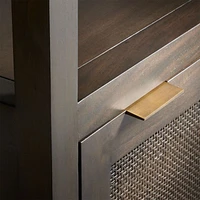 Blake Dark Brown and Rattan Tall Storage Cabinet