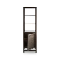 Blake Dark Brown and Rattan Tall Storage Cabinet