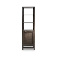 Blake Dark Brown and Rattan Tall Storage Cabinet