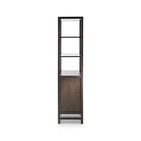 Blake Dark Brown and Rattan Tall Storage Cabinet