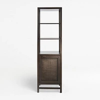 Blake Dark Brown and Rattan Tall Storage Cabinet