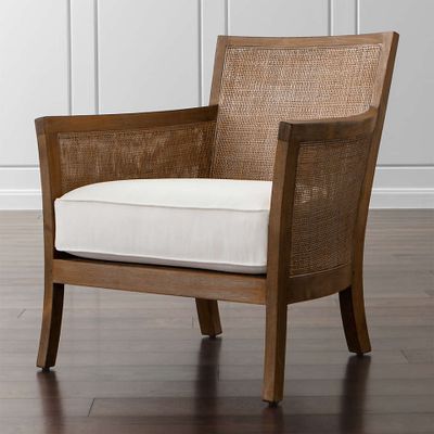 Blake Light Brown Rattan Chair with Fabric Cushion