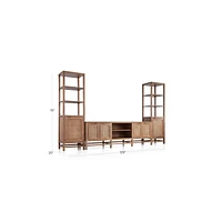 Blake 129" Light Brown Teak and Rattan Storage Media Console Set
