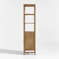 Blake Light Brown Teak and Rattan Tall Storage Cabinet