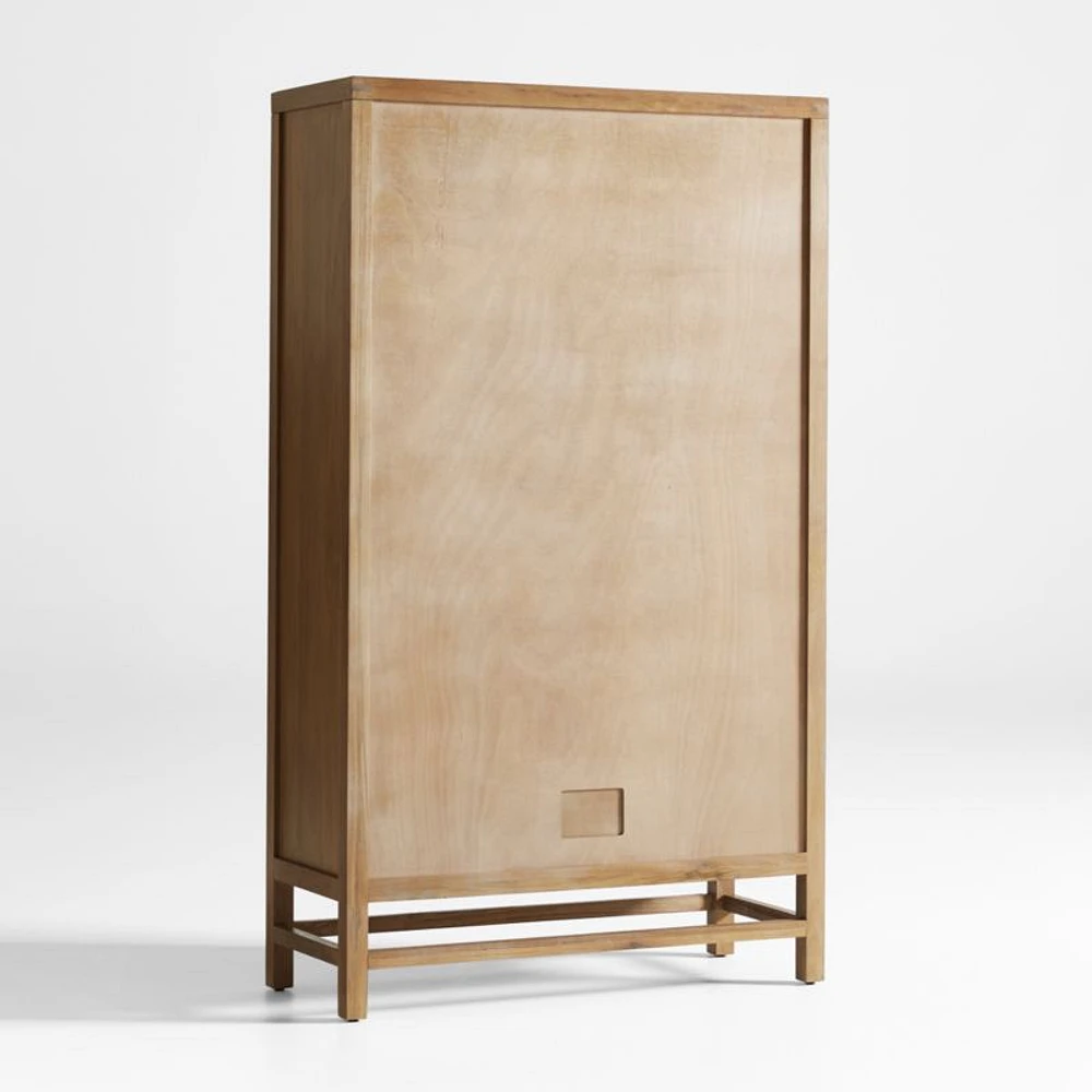 Blake Light Brown Teak and Rattan 2-Door Storage Cabinet
