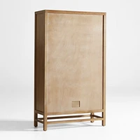 Blake Light Brown Teak and Rattan 2-Door Storage Cabinet