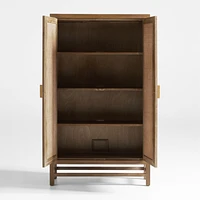 Blake Light Brown Teak and Rattan 2-Door Storage Cabinet