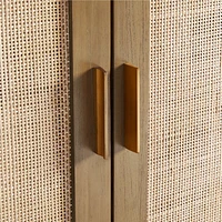 Blake Light Brown Teak and Rattan 2-Door Storage Cabinet