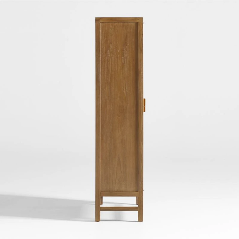 Blake Light Brown Teak and Rattan 2-Door Storage Cabinet