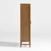 Blake Light Brown Teak and Rattan 2-Door Storage Cabinet