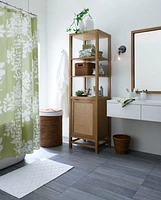 Blake Light Brown Teak and Rattan Tall Storage Cabinet