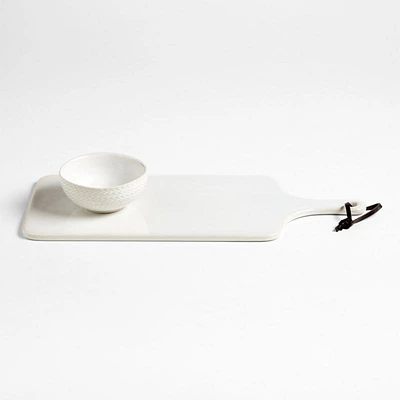 Blanc Stoneware Cheese Board and Bowl Gift Set