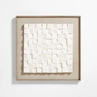 Blanco White Paper Pulp Framed 36"x36" Wall Art