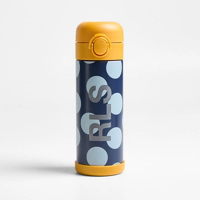 Polka Dot Insulated Stainless Steel Kids Water Bottle with Straw and Leak-Proof Lid