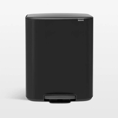 Brabantia Matte Black Bo Step On Dual Compartment Recycling Trash Can, 2 x 8 Gallon