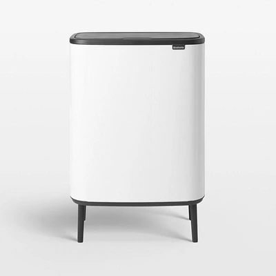 Brabantia Bo Hi Touch Top Dual Compartment Trash Can, White , 2 x 8 Gallon