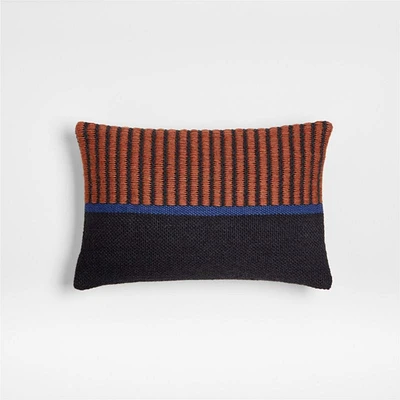 Boardwalk Kilim 18"x12" Navy & Orange Throw Pillow Cover