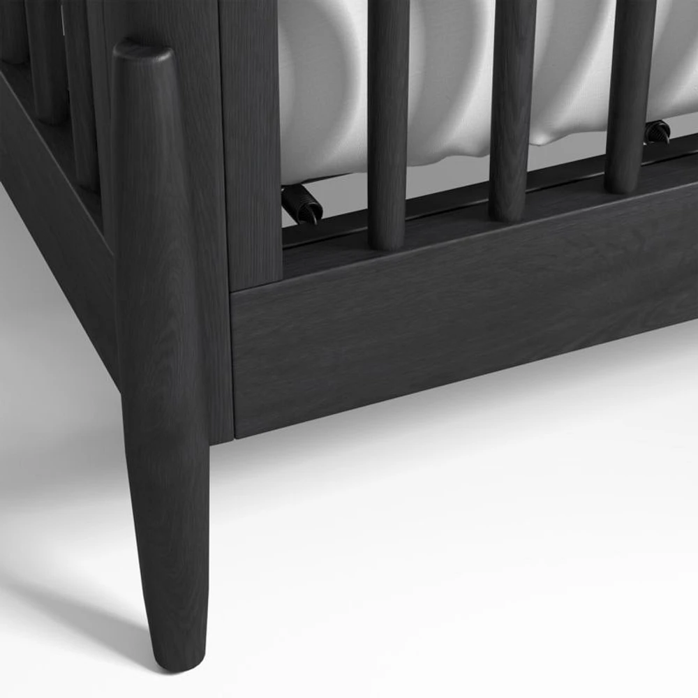 Bodie Ebonized Black Oak Wood Convertible Baby Crib