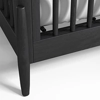 Bodie Ebonized Black Oak Wood Convertible Baby Crib