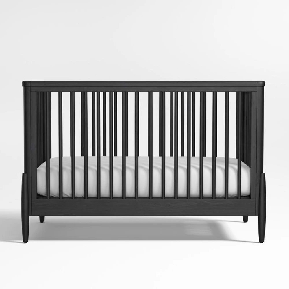 Bodie Ebonized Black Oak Wood Convertible Baby Crib