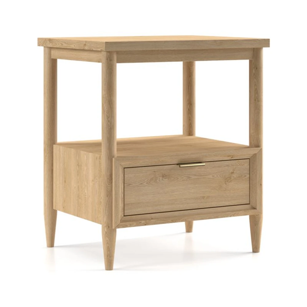 Set of 2 Bodie Natural Oak Wood Kids Nightstand with Drawer