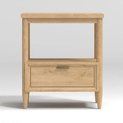 Set of 2 Bodie Natural Oak Wood Kids Nightstand with Drawer