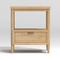 Set of 2 Bodie Natural Oak Wood Kids Nightstand with Drawer