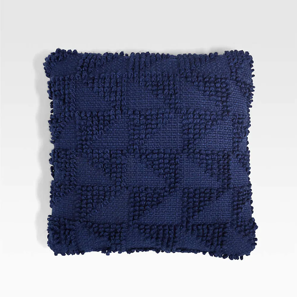 Bohdie 20"x20" Textured Blue Outdoor Pillow