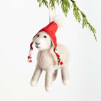 Boiled Wool Hanging Llama Christmas Ornament