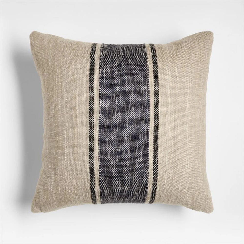Indigo Blue 20"x20" Bold Stripe Outdoor Throw Pillow
