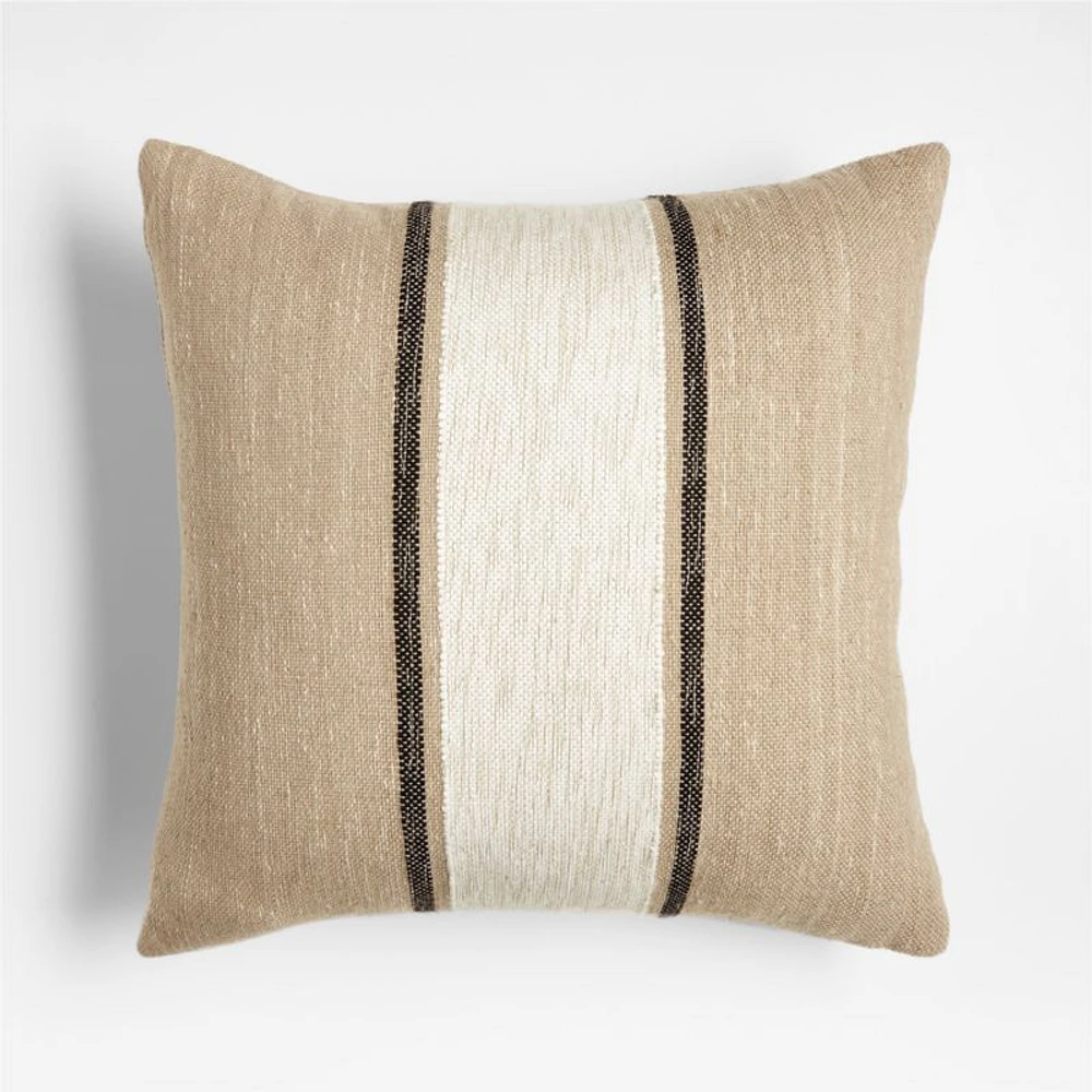 White 20"x20" Bold Stripe Outdoor Throw Pillow