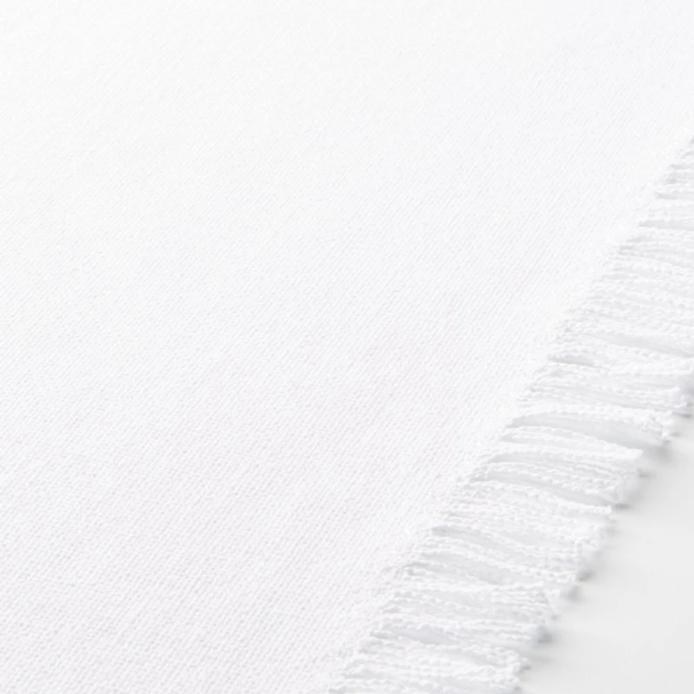 Craft Fringed Crisp White Cotton Table Runner 90"