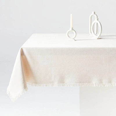 Craft Birch Beige Fringe Organic Cotton Tablecloth