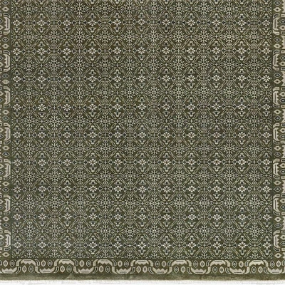 Bordeaux Wool Traditional Green Rug Swatch 12"x18"