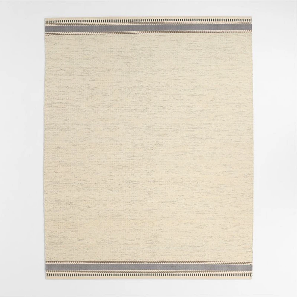 Border Stripe Slate Blue Chenille Kids Area Rug 5x8